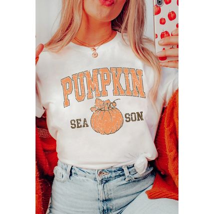 White PUMPKIN SEASON Cracking Printed Cotton Blend T Shirt