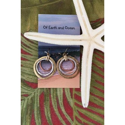 Silvery Vintage Triple Circle Alloy Hook Earrings