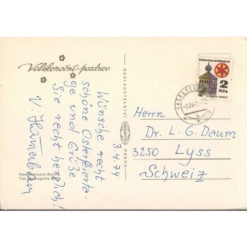 Czech Republic 1974 - velikonocni pozdrav - Easter Greetings