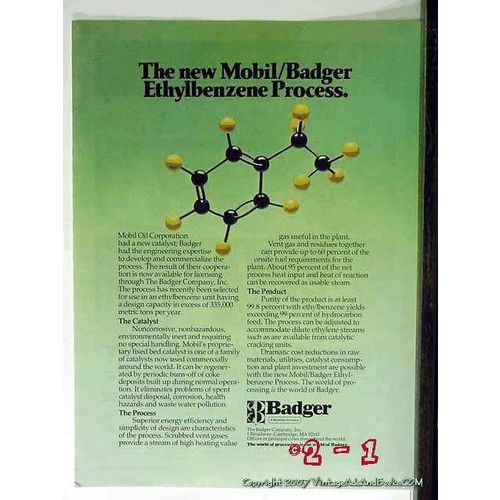 badger company 1977 new mobil ethylbenzene process oil gas vintage ad