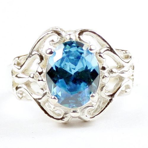 Swiss Blue CZ, 925 Sterling Silver Ladies Rings, SR169