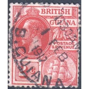 British Guiana 1913 - SG260 - 2c red - KGV portrait & ship - used