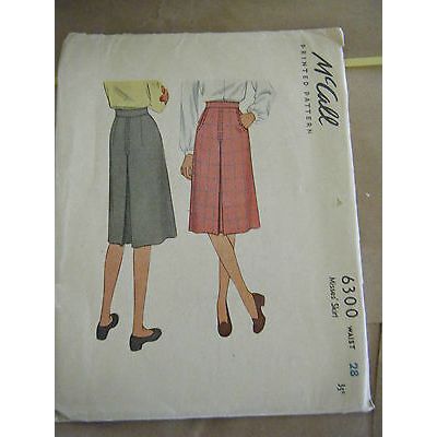 Vintage 1940's McCall 6300 Misses Skirt Pattern - Waist 28 Hip 37
