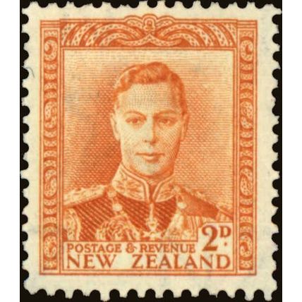 New Zealand KGVI 1947 2d Orange Mounted Mint MM SG 680 Sc 258 stamp king george