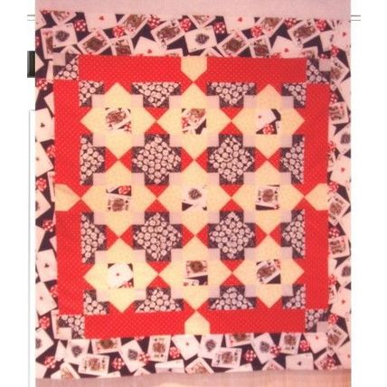 Quilted Homecrafted Table Topper Dicey Chance with Cards 050503TT