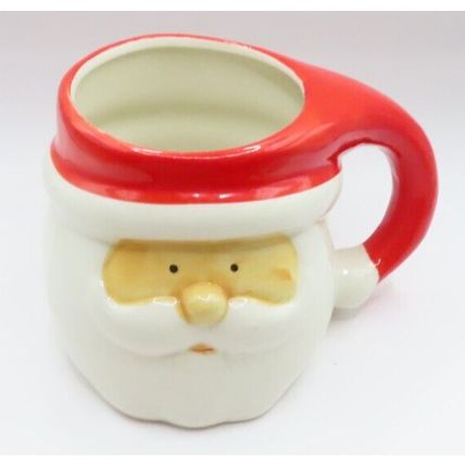 Santa Head Mug Ceramic with Red Santa Hat Drink 10 CM Holiday Tableware Holiday