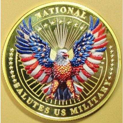 Salute To US Military. Challenge Coin. 1.50". 84b.