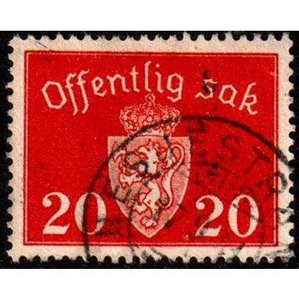 Norway 1937 Coat of Arms 20ore Used Official Stamp