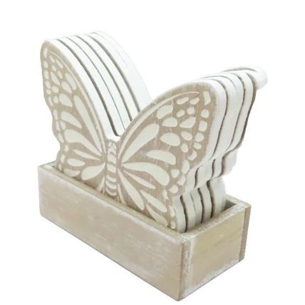 Butterfly Coasters with Holder Family a Little World Created By Love 9.5 CM