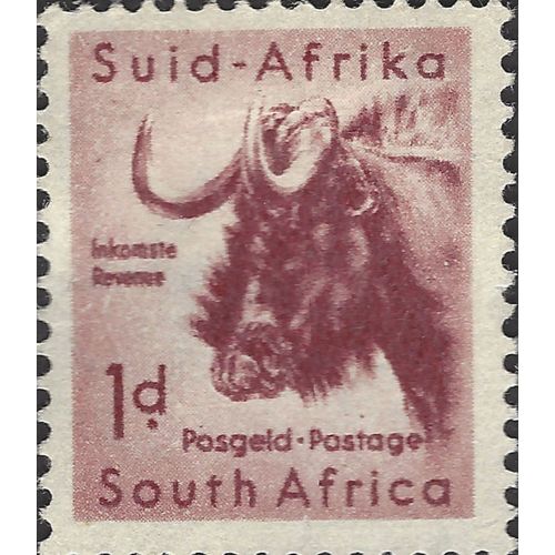 SOUTH AFRICA, MAMMAL, Blue wildebeest, brown-violet 1954, 1d