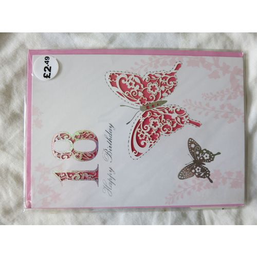 Happy Birthday Card 18 Today Girl Butterfly Portrait