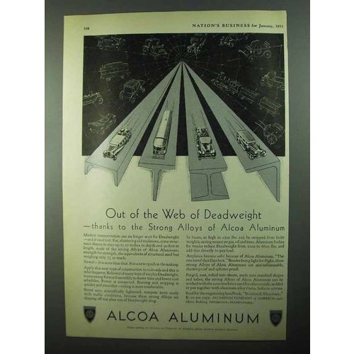1931 Alcoa Aluminum Ad - Out of the Web of Deadweight
