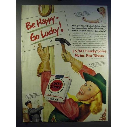 1950 Lucky Strike Cigarettes Ad - Be Happy Go Lucky!