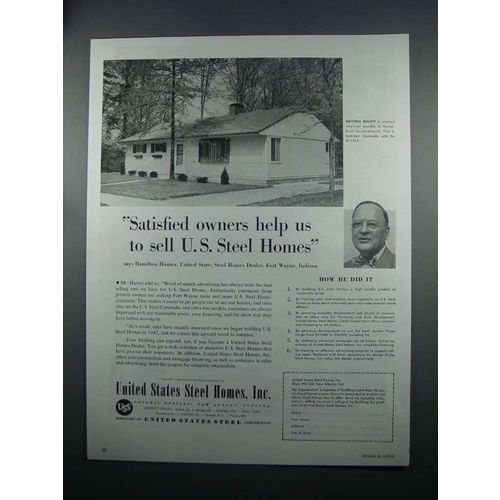 1954 United States Steel Homes Ad - Satisfied Owners