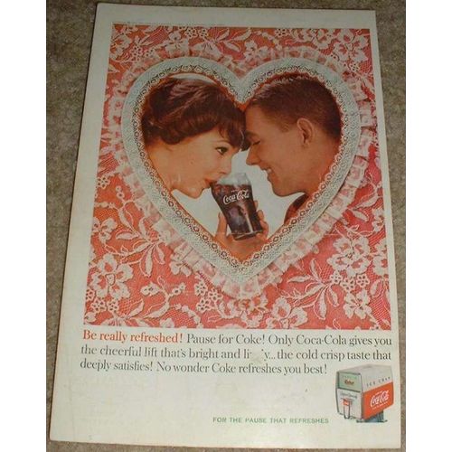 1960 Coke Coca-Cola Ad, Valentine NICE!!