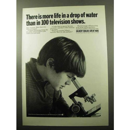 1969 Gilbert Microscope Ad - More Life in Drop of Water