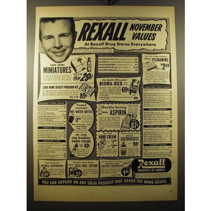 1950 Rexall Drug Stores Ad - Dick Powell - Rexall November Values