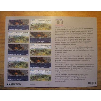 The Civil War -1861 Commemorative Stamps -2011 Issue -12 Stamps - Souvenir Sheet