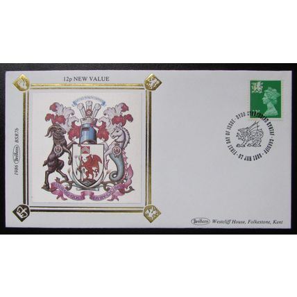 BENHAM RD - REGIONAL DEFINITIVES 12p SMALL SILK COVER WALES 1986