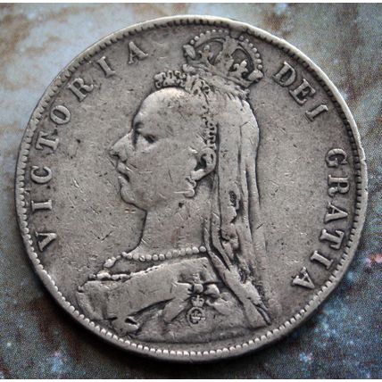 1890 Queen Victoria Silver 92.5% Jubilee Head Half-crown