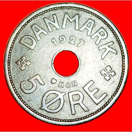 HOLE (1927-1940): DENMARK★5 ORE 1927! Christian X 1912-1947★LOW START★NO RESERVE