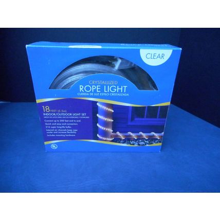 Crystallized Rope Light 18 Ft. Indoor / Outdoor with mounting hardware. 120V.