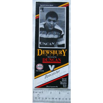 1992 programme Dewsbury v. Doncaster, 21/4