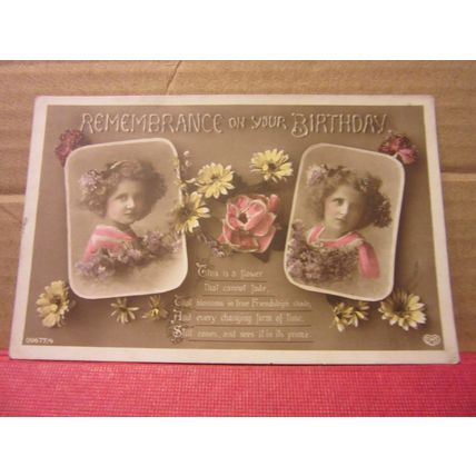WW1 soldier in the prison REMEMBRANCE ON YOUR BIRTHDAY .used postcard 1914 pm. /