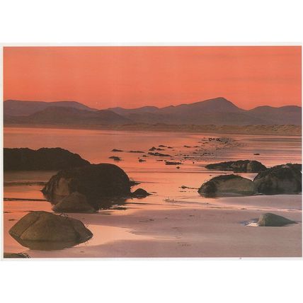 Dusk On Harlech Beach Nantile Ridge Welsh Sunset Postcard