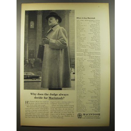 1954 Macintosh Coat Ad - Why does the Judge always decide for Macintosh?