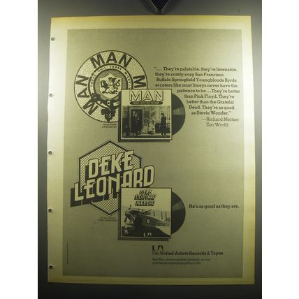 1974 United Artists Records Ad - Man Back Into the Future; Deke Leonard Iceberg