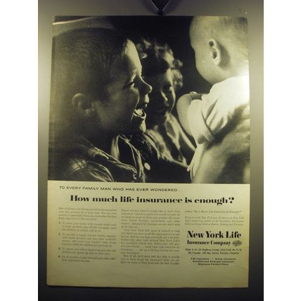 1957 New York Life Insurance Ad - How much life insurance is enough?