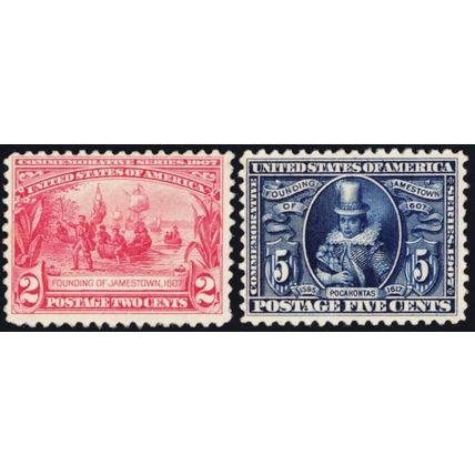 329-30, Unused (No gum) 2¢ & 5¢ Pilgrim Issue CV $182 - Stuart Katz