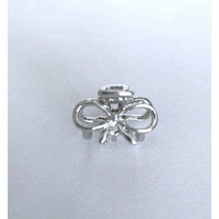 Tiny small dark silver or rose gold bow tie metal hair claw clip