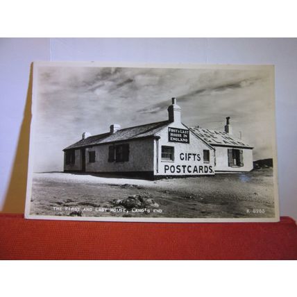 FIRST & LAST HOUSE, LAND'S END, Cornwall used vintage postcard RP 1955 pm #