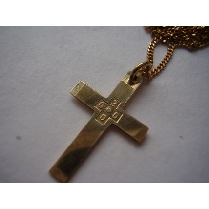 Gold Cross 2000 Millennium Hallmarked Solid Gold Pendant 9 ct K 375 Necklace