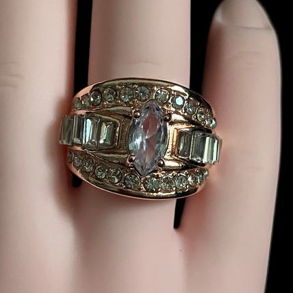 Ring Three Row Fashion Statement Rhinestones #530