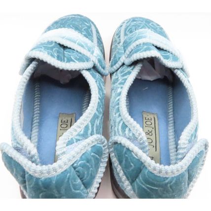 Ladies Slipper Teal Blue Velour Close Fitting Adjustable Side Back Panel Size 7