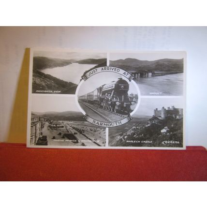 multiview, BARMOUTH, SNOWDONIA, WALES unused vintage postcard RP steam engine =
