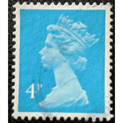 Stamp Great Britain SGX933 1980 4p Queen Elizabeth II Machin 2 bands Used