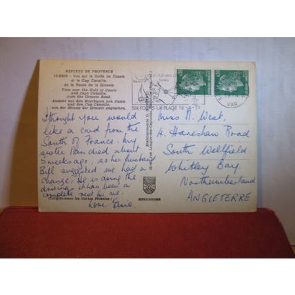 GULF OF CASSIS, FRANCE used vintage postcard 1974 pm #
