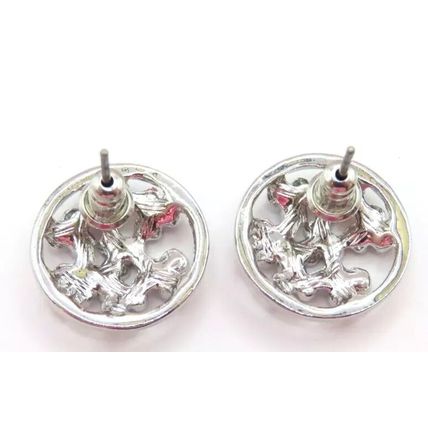 Floral Circular Silver Plated Earrings Friction Backs 1.4 CM Gift Jewellery