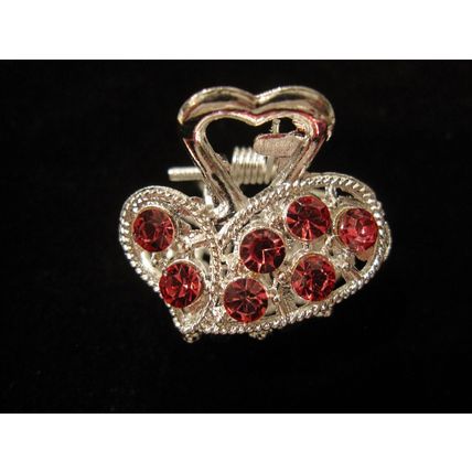 small mini silver metal hair claw clip with crystals bridal clip