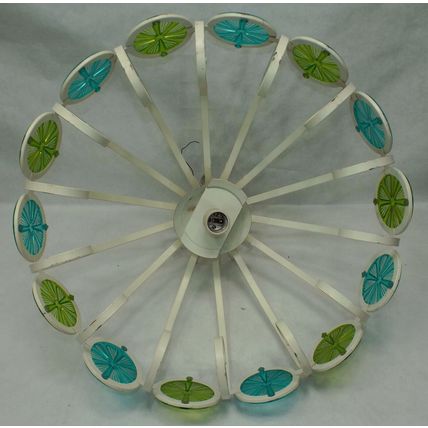 Rare 1970s Halo Los Angeles Boho Chic Ceiling Light Oranges Lemons Blue Green