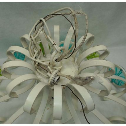 Rare 1970s Halo Los Angeles Boho Chic Ceiling Light Oranges Lemons Blue Green
