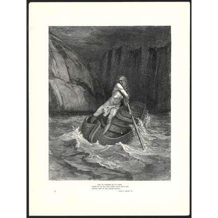 CHARON 1903 Gustave Doré - Dante Alighieri ANTIQUE ENGRAVING