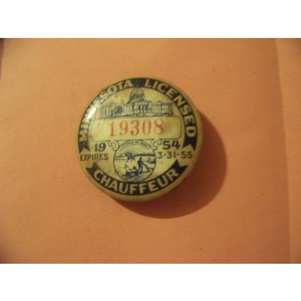 USED!! Vintage!! 1954 MINNESOTA LICENSED CHAFFEUR Pin, FREE SHIPPING US ONLY!!