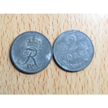 Denmark 1957 2 Ore Coin