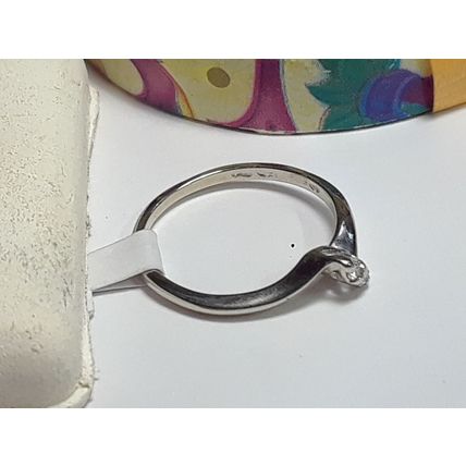 Estate .04ctw Natural Rd Diamond 14Kt White Gold Tracer Wedding Band Ring #20488