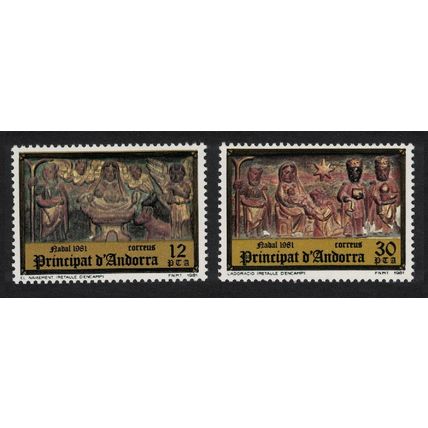 Andorra Sp. Christmas Carvings from Encamp Church 2v 1981 MNH SG#135-136